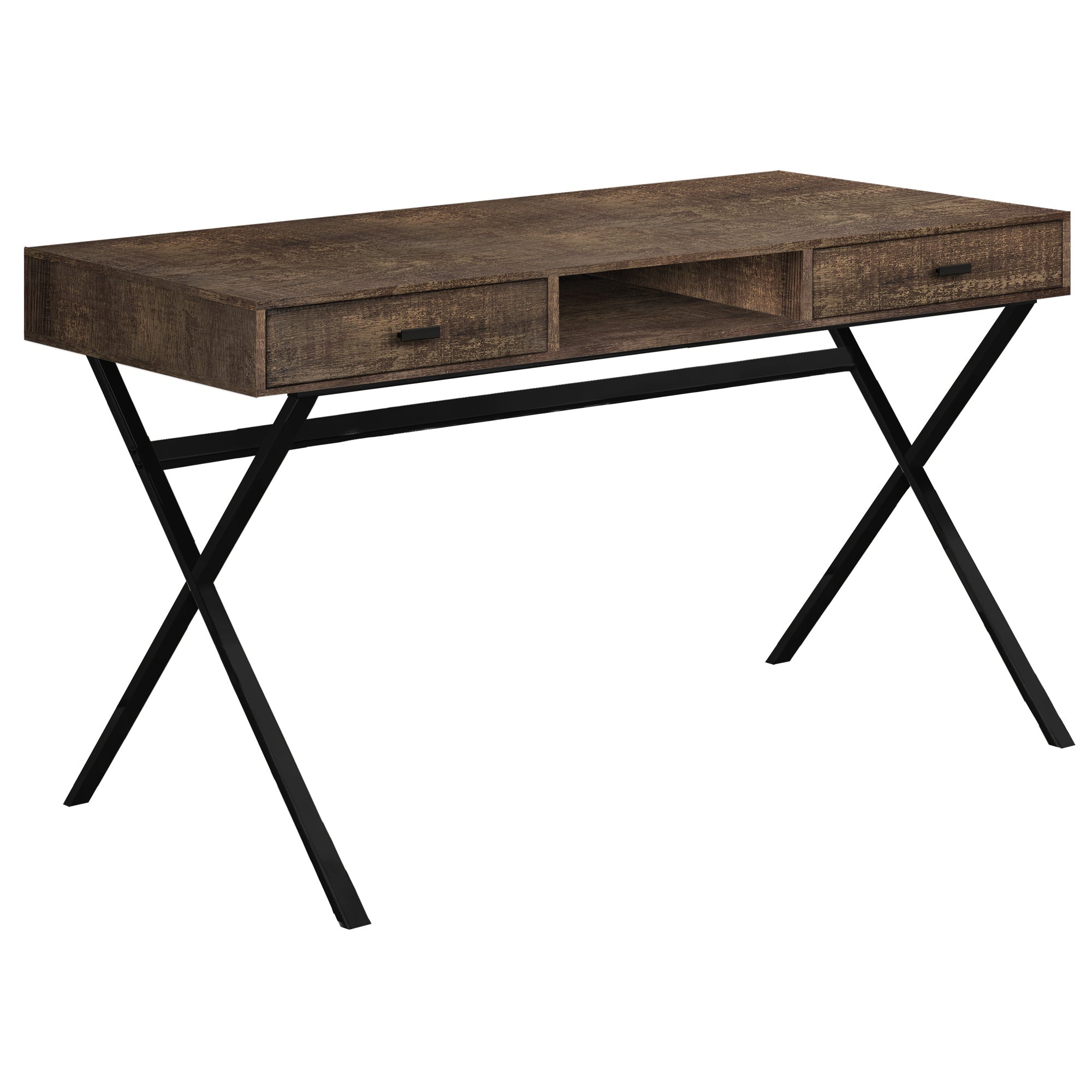 I 7447 Bureau, Bureau À Domicile, Ordinateur Portable, Tiroirs De Rangement, 48"l, Travail, Métal, Stratifié, Brun, Noir, Contemporain, Moderne - Simple Boutique