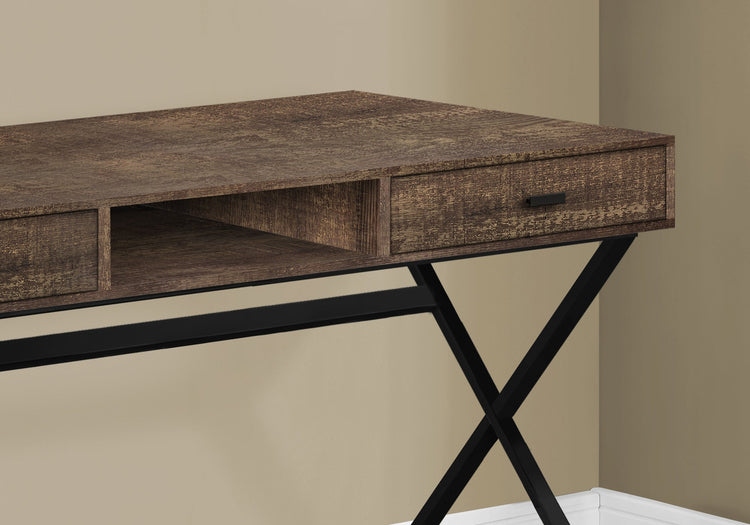 I 7447 Bureau, Bureau À Domicile, Ordinateur Portable, Tiroirs De Rangement, 48"l, Travail, Métal, Stratifié, Brun, Noir, Contemporain, Moderne - Simple Boutique