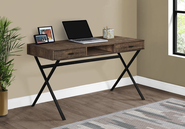 I 7447 Bureau, Bureau À Domicile, Ordinateur Portable, Tiroirs De Rangement, 48"l, Travail, Métal, Stratifié, Brun, Noir, Contemporain, Moderne - Simple Boutique