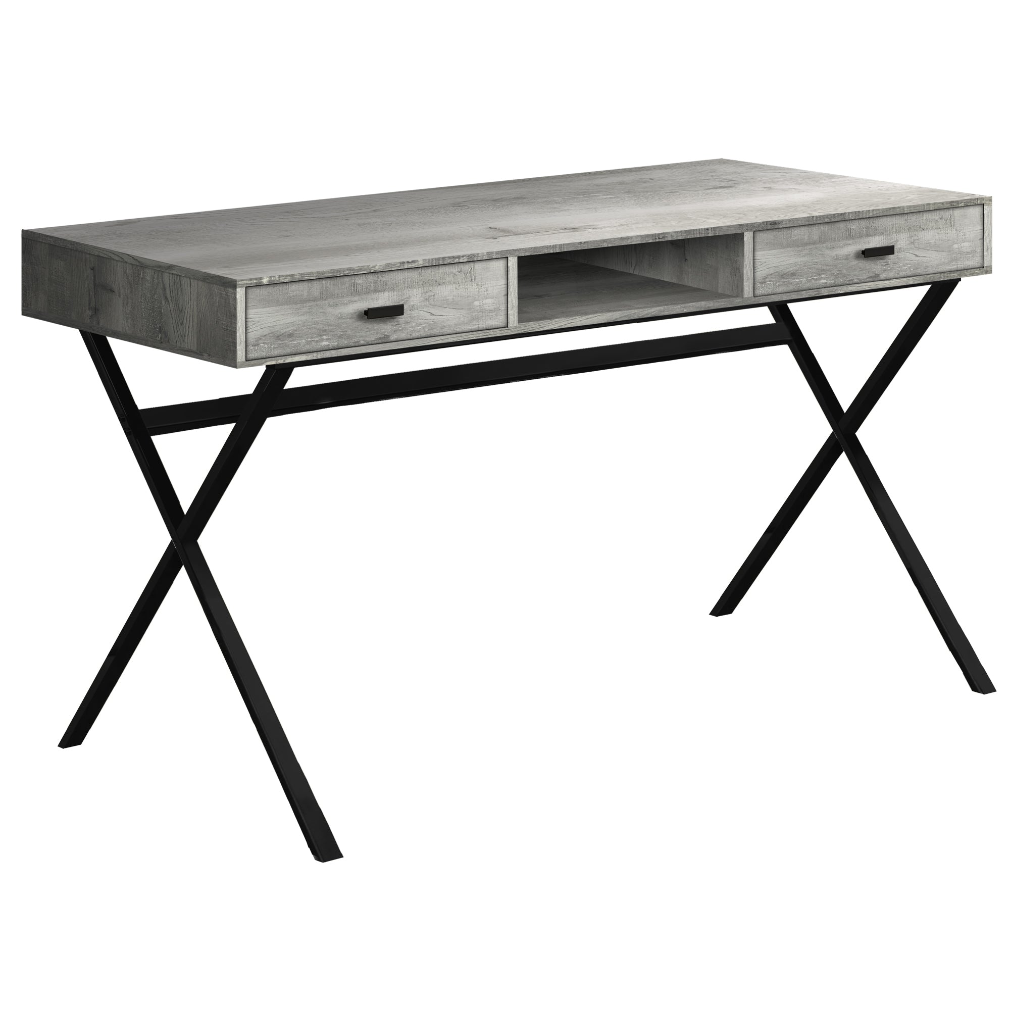 I 7448 Bureau, Bureau À Domicile, Ordinateur Portable, Tiroirs De Rangement, 48"l, Travail, Métal, Stratifié, Gris, Noir, Contemporain, Moderne - Simple Boutique