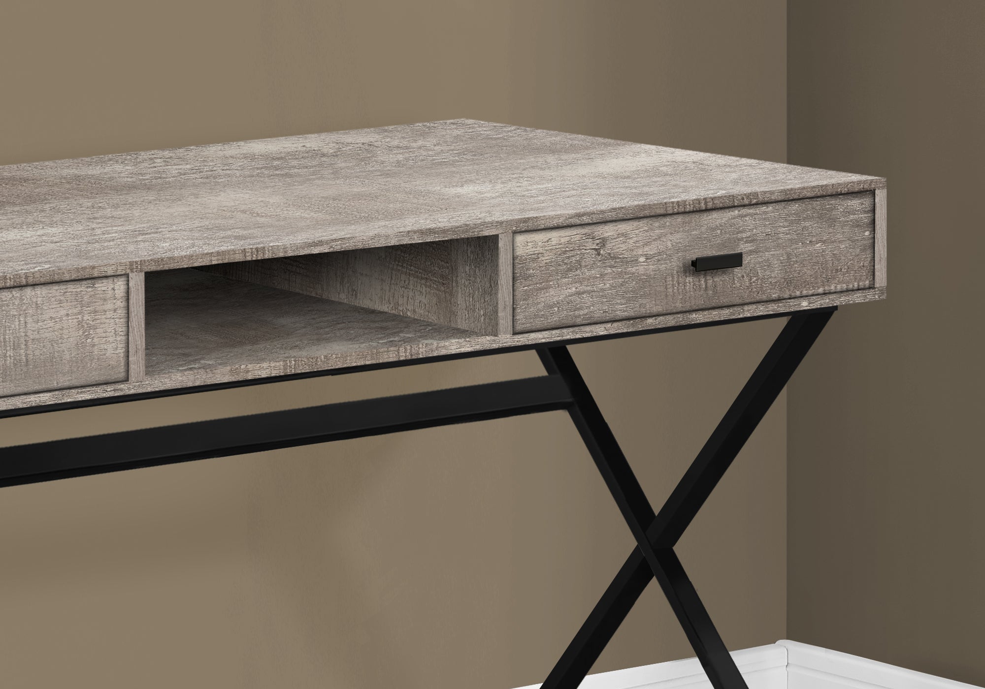 I 7449 Bureau, Bureau À Domicile, Ordinateur Portable, Tiroirs De Rangement, 48"l, Travail, Métal, Stratifié, Beige, Noir, Contemporain, Moderne - Simple Boutique
