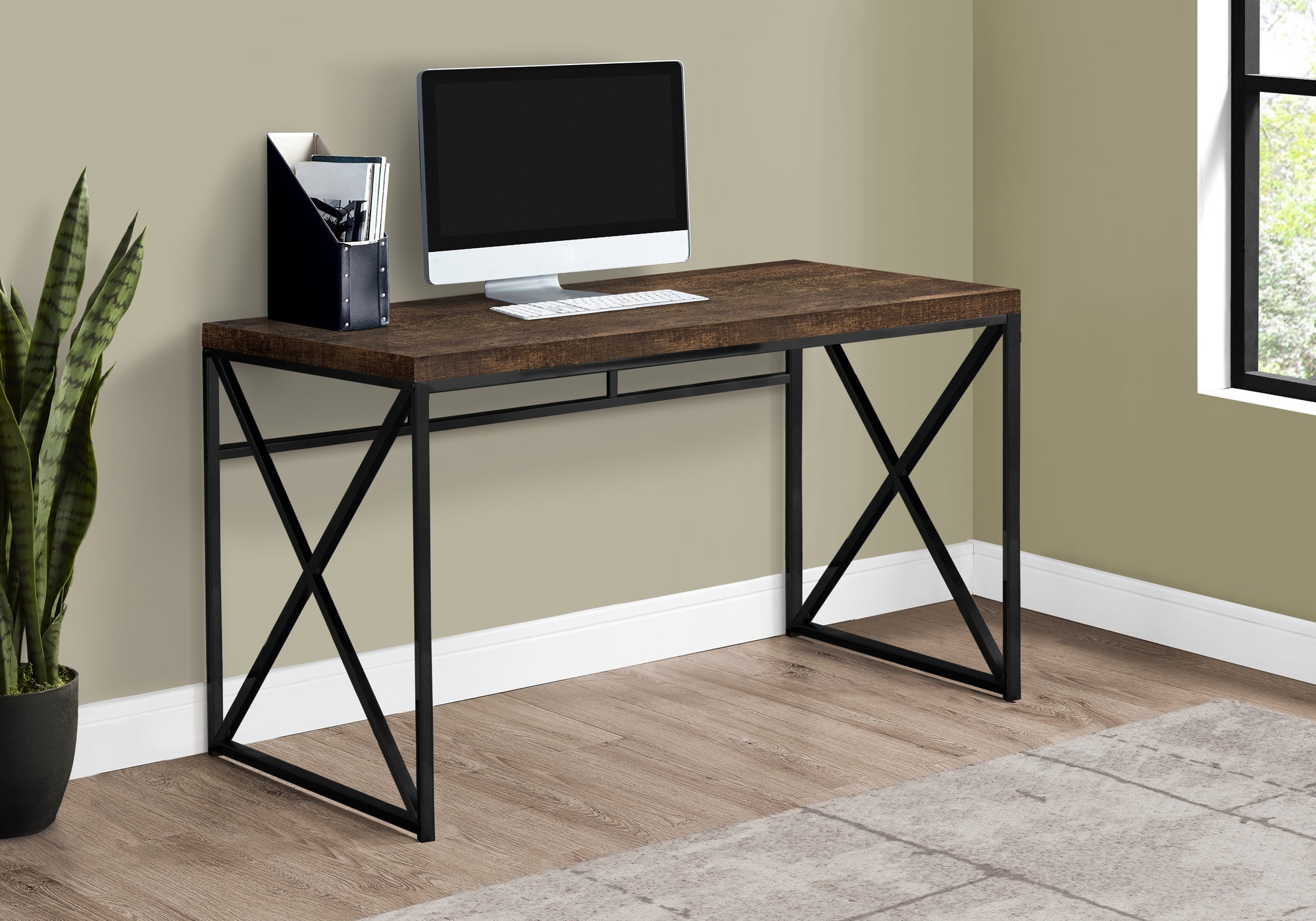 I 7450 Bureau, Bureau À Domicile, Ordinateur Portable, Travail, Métal, Stratifié, Brun, Noir, Contemporain, Moderne - Simple Boutique