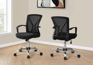 I 7460 Chaise De Bureau, Hauteur Ajustable, Pivotant, Ergonomique, Appuis-bras, Bureau, Travail, Métal, En Tissu, Noir, Chrome, Contemporain, Moderne - Simple Boutique