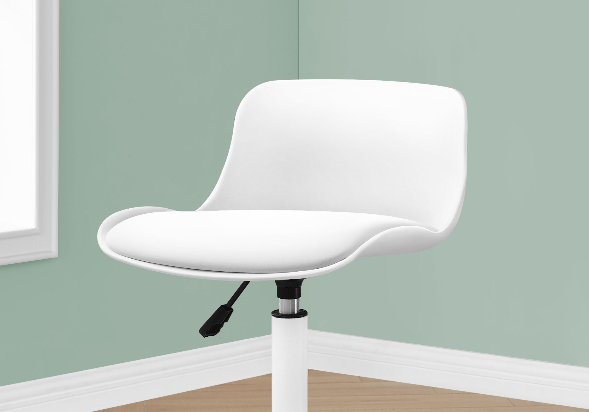I 7463 Chaise De Bureau, Hauteur Ajustable, Pivotant, Ergonomique, Bureau, Travail, Juvénile, Métal, Pu D'aspect Cuir, Blanc, Contemporain, Moderne - Simple Boutique