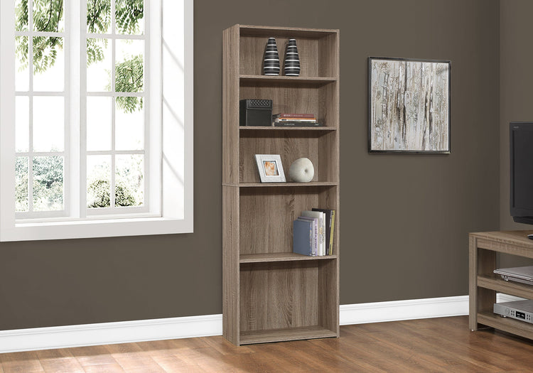 I 7468 Étagère À Livres, Étagère, 6 Niveaux, 72"h, Bureau, Chambre À Coucher, Stratifié, Brun, Transitionnel - Simple Boutique
