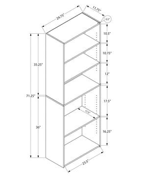 I 7469 Étagère À Livres, Étagère, 6 Niveaux, 72"h, Bureau, Chambre À Coucher, Stratifié, Gris, Transitionnel - Simple Boutique