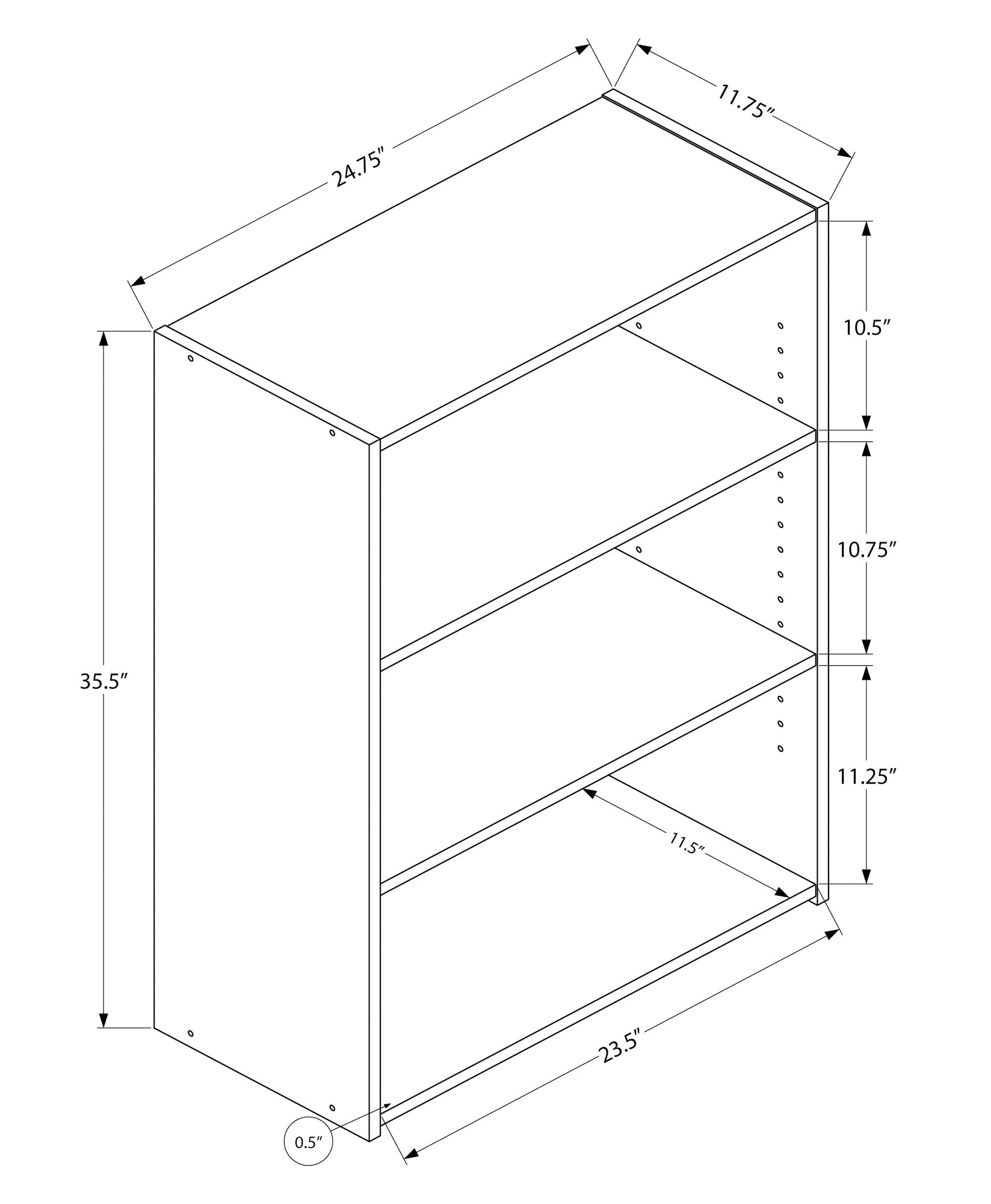 I 7478 Étagère À Livres, Étagère, 4 Niveaux, 36"h, Bureau, Chambre À Coucher, Stratifié, Gris, Transitionnel - Simple Boutique