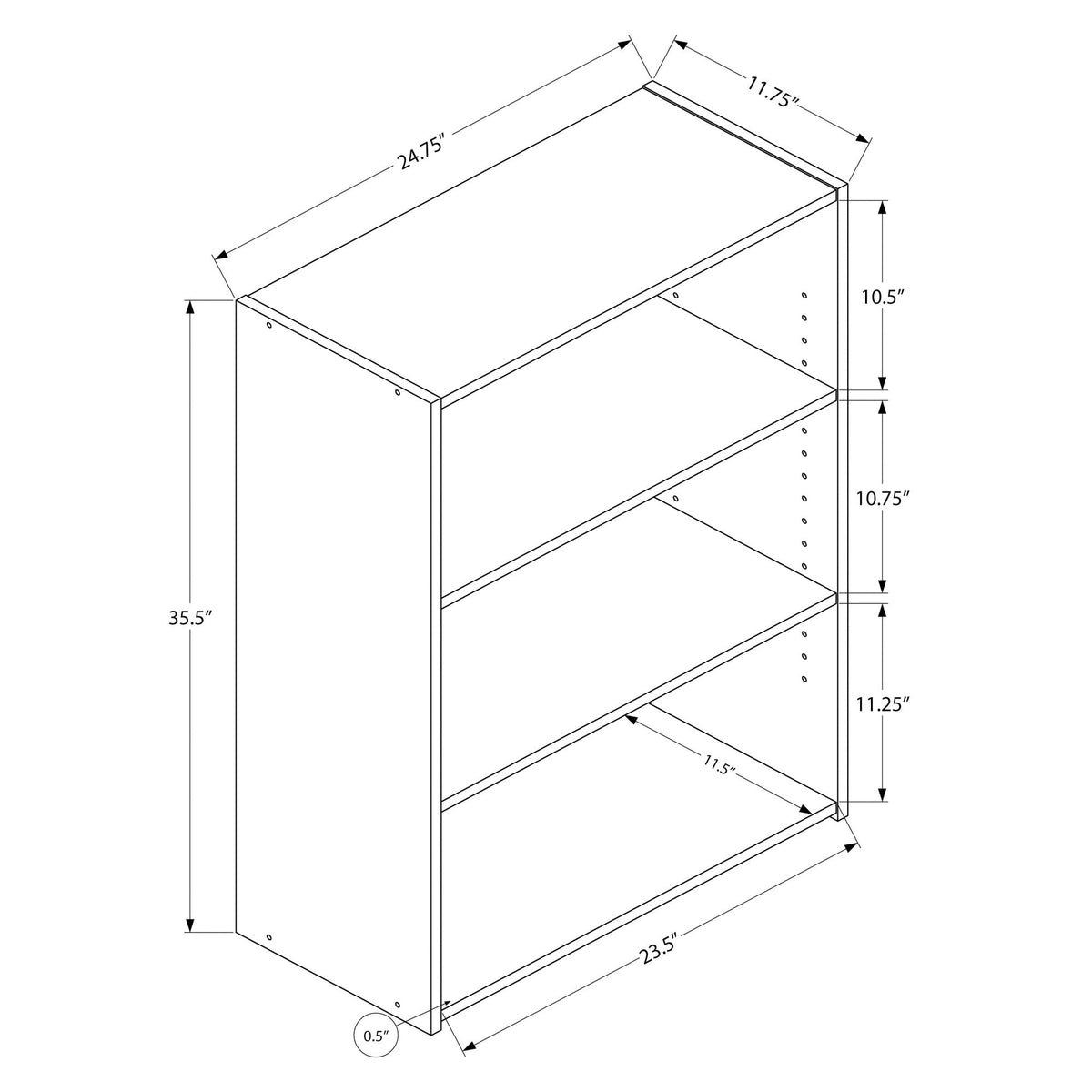 I 7478 Étagère À Livres, Étagère, 4 Niveaux, 36"h, Bureau, Chambre À Coucher, Stratifié, Gris, Transitionnel - Simple Boutique