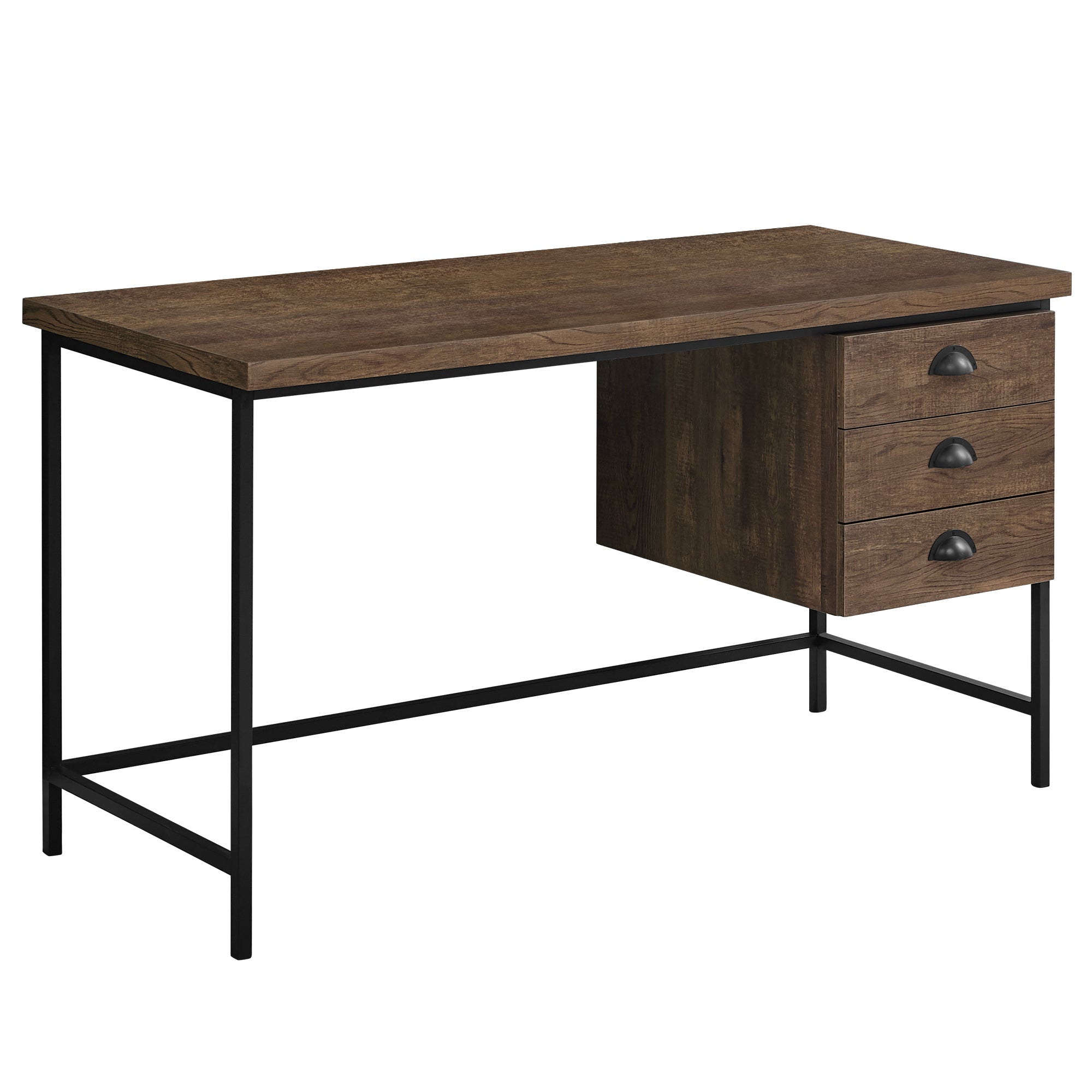 I 7485 Bureau, Bureau À Domicile, Ordinateur Portable, Tiroirs De Rangement, 55"l, Travail, Métal, Stratifié, Brun, Noir, Contemporain, Moderne - Simple Boutique