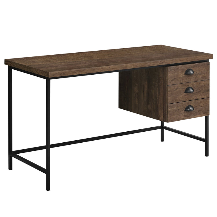 I 7485 Bureau, Bureau À Domicile, Ordinateur Portable, Tiroirs De Rangement, 55"l, Travail, Métal, Stratifié, Brun, Noir, Contemporain, Moderne - Simple Boutique