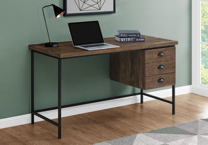I 7485 Bureau, Bureau À Domicile, Ordinateur Portable, Tiroirs De Rangement, 55"l, Travail, Métal, Stratifié, Brun, Noir, Contemporain, Moderne - Simple Boutique