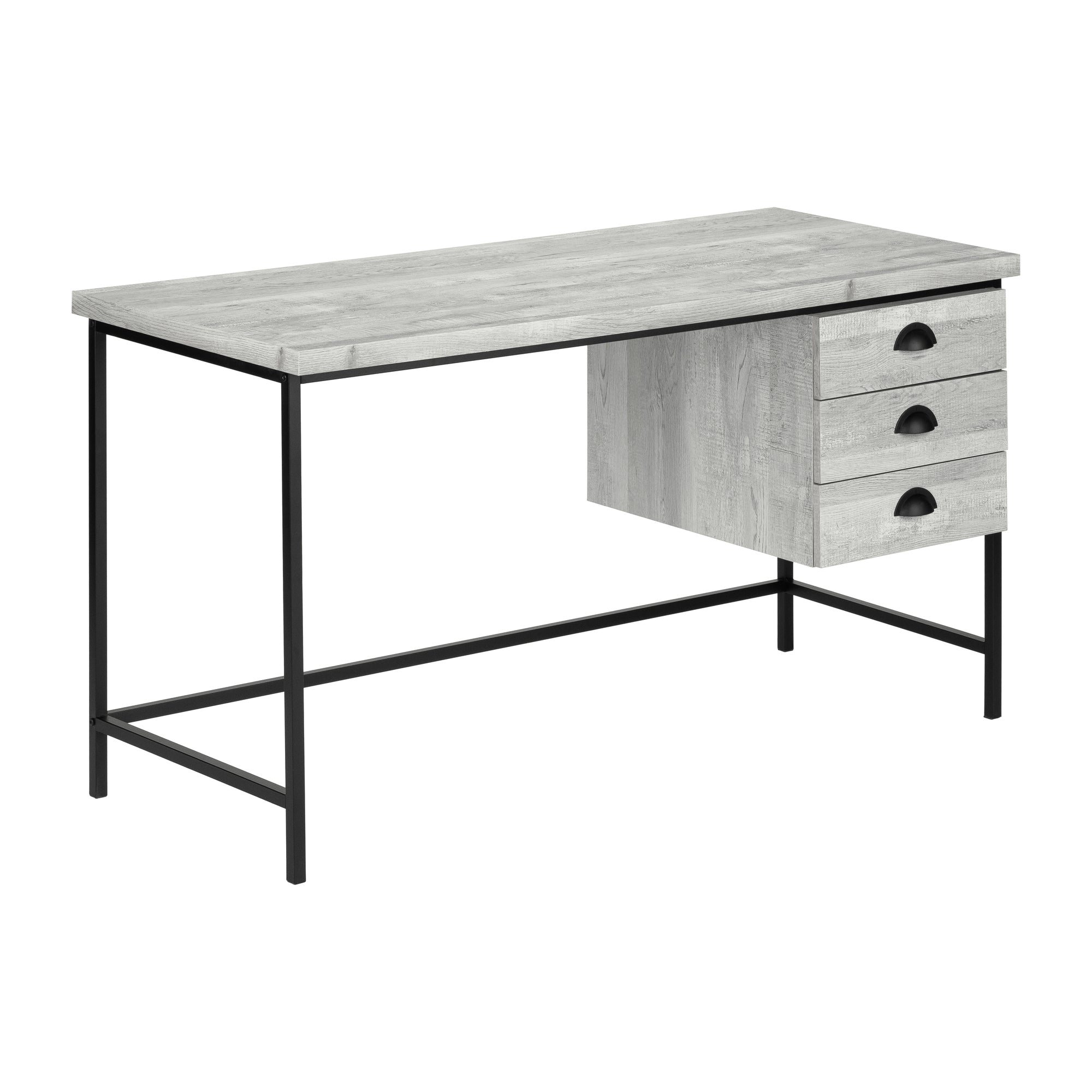 I 7486 Bureau, Bureau À Domicile, Ordinateur Portable, Tiroirs De Rangement, 55"l, Travail, Métal, Stratifié, Gris, Noir, Contemporain, Moderne - Simple Boutique