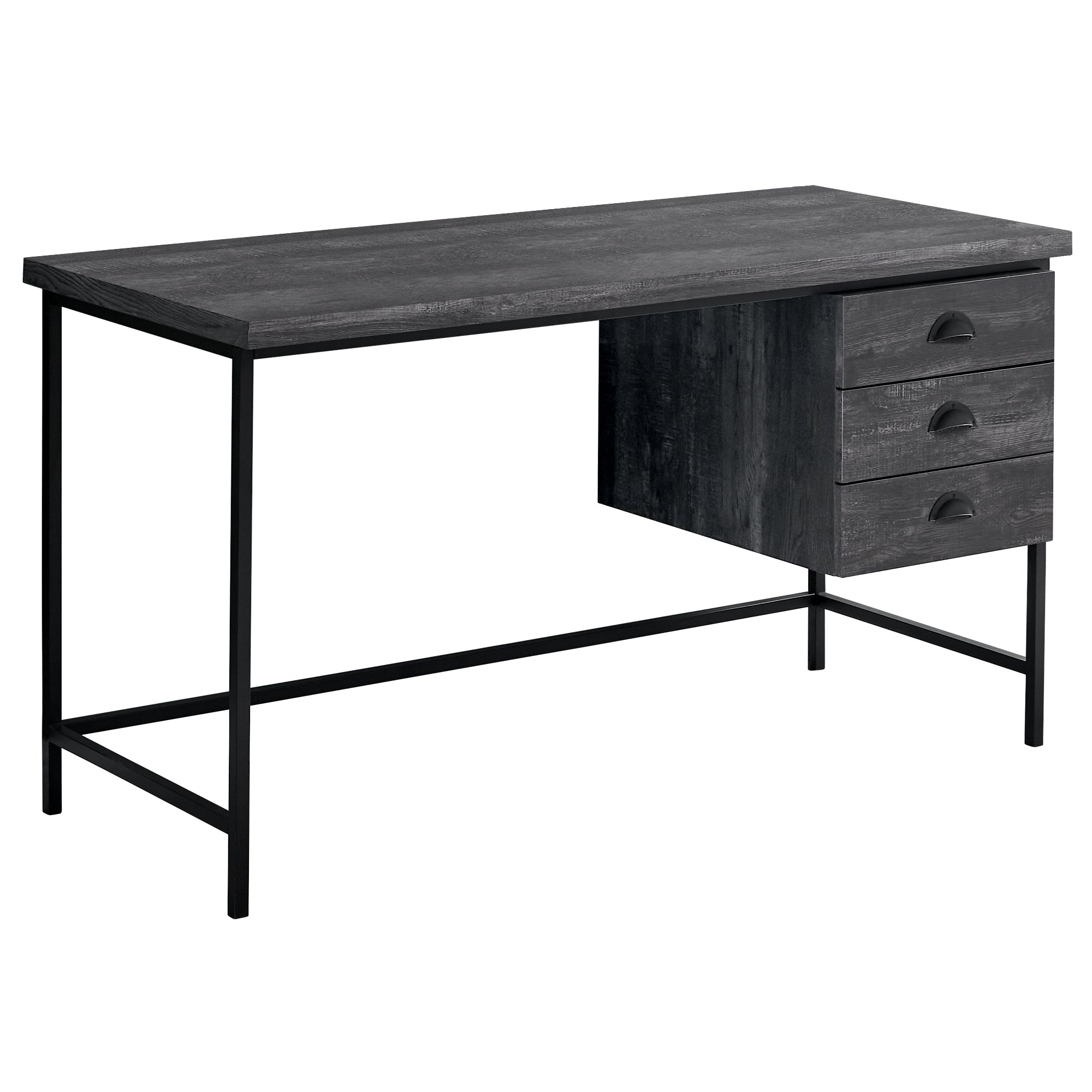 I 7488 Bureau, Bureau À Domicile, Ordinateur Portable, Tiroirs De Rangement, 55"l, Travail, Métal, Stratifié, Noir, Contemporain, Moderne - Simple Boutique