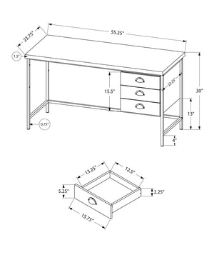 I 7488 Bureau, Bureau À Domicile, Ordinateur Portable, Tiroirs De Rangement, 55"l, Travail, Métal, Stratifié, Noir, Contemporain, Moderne - Simple Boutique