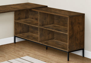 I 7490 Bureau, Bureau À Domicile, Coin, Tiroirs De Rangement, 60"l, Forme De L, Travail, Ordinateur Portable, Métal, Stratifié, Brun, Noir, Contemporain, Moderne - Simple Boutique
