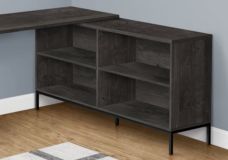 I 7492 Bureau, Bureau À Domicile, Coin, Tiroirs De Rangement, 60"l, Forme De L, Travail, Ordinateur Portable, Métal, Stratifié, Gris, Noir, Contemporain, Moderne - Simple Boutique