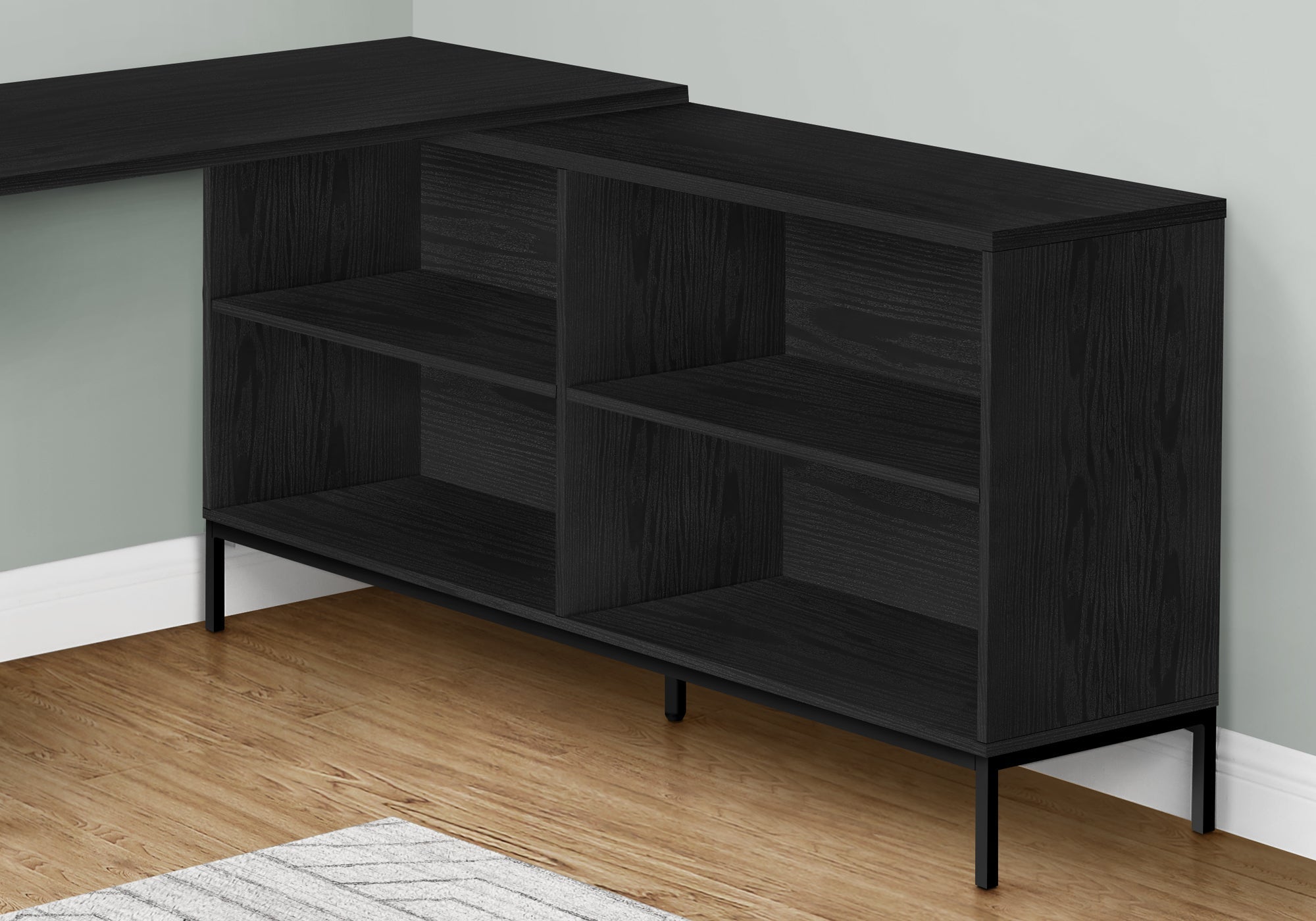 I 7493 Bureau, Bureau À Domicile, Coin, Tiroirs De Rangement, 60"l, Forme De L, Travail, Ordinateur Portable, Métal, Stratifié, Noir, Contemporain, Moderne - Simple Boutique