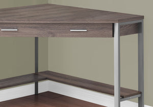 I 7501 Bureau, Bureau À Domicile, Coin, Tiroirs De Rangement, 42"l, Travail, Ordinateur Portable, Métal, Stratifié, Brun, Gris, Contemporain, Moderne - Simple Boutique