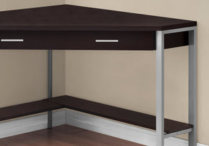 I 7502 Bureau, Bureau À Domicile, Coin, Tiroirs De Rangement, 42"l, Travail, Ordinateur Portable, Métal, Stratifié, Brun, Gris, Contemporain, Moderne - Simple Boutique