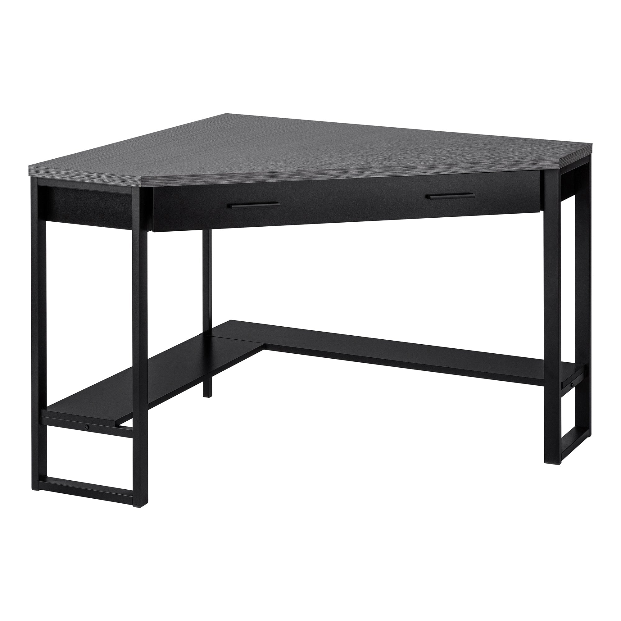 I 7503 Bureau, Bureau À Domicile, Coin, Tiroirs De Rangement, 42"l, Travail, Ordinateur Portable, Métal, Stratifié, Noir, Gris, Contemporain, Moderne - Simple Boutique