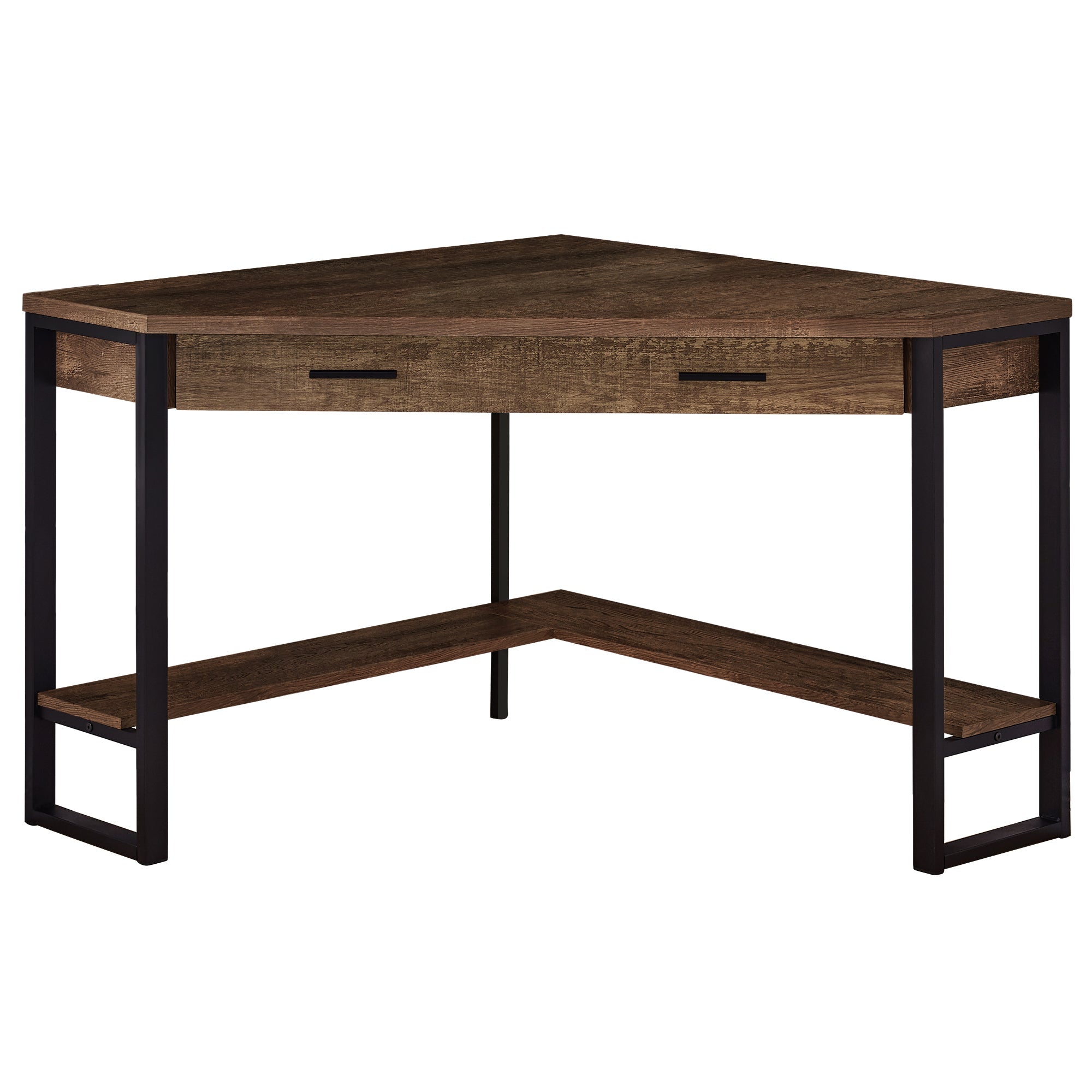 I 7504 Bureau, Bureau À Domicile, Coin, Tiroirs De Rangement, 42"l, Travail, Ordinateur Portable, Métal, Stratifié, Brun, Noir, Contemporain, Moderne - Simple Boutique
