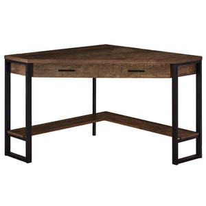 I 7504 Bureau, Bureau À Domicile, Coin, Tiroirs De Rangement, 42"l, Travail, Ordinateur Portable, Métal, Stratifié, Brun, Noir, Contemporain, Moderne - Simple Boutique
