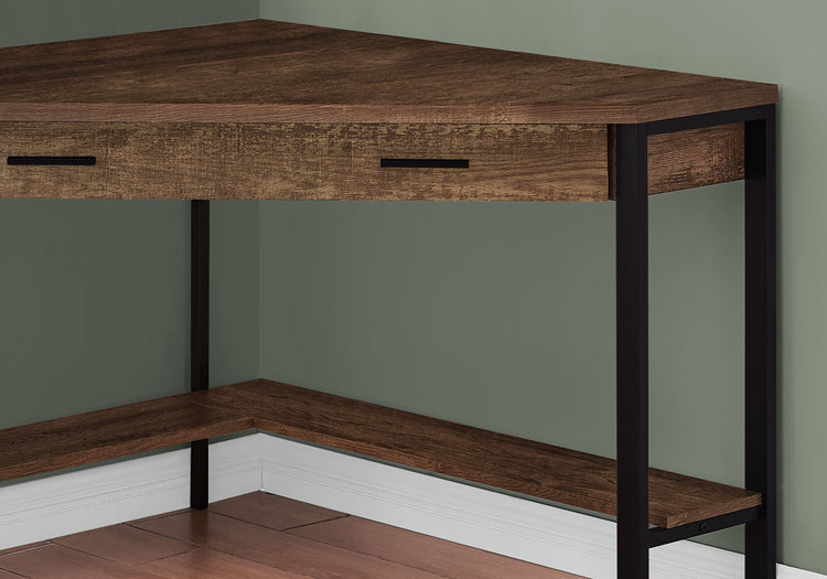 I 7504 Bureau, Bureau À Domicile, Coin, Tiroirs De Rangement, 42"l, Travail, Ordinateur Portable, Métal, Stratifié, Brun, Noir, Contemporain, Moderne - Simple Boutique