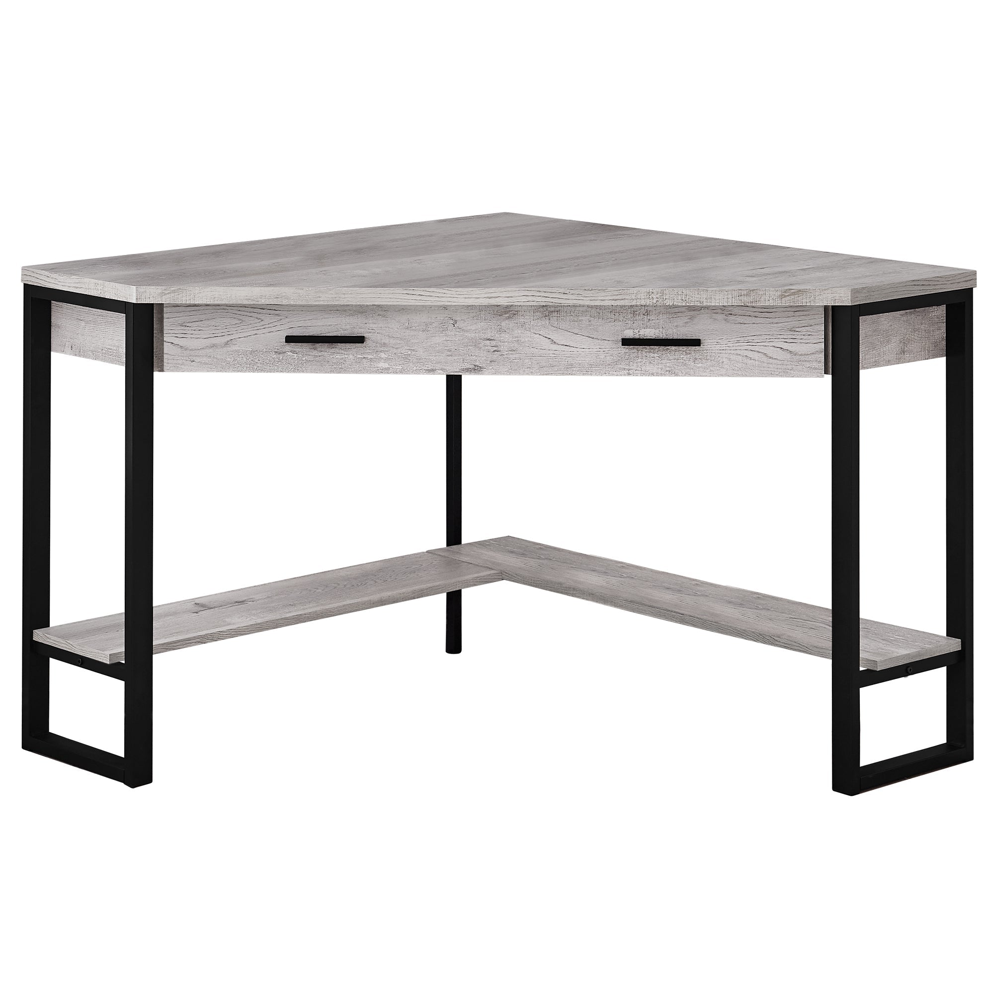 I 7505 Bureau, Bureau À Domicile, Coin, Tiroirs De Rangement, 42"l, Travail, Ordinateur Portable, Métal, Stratifié, Gris, Noir, Contemporain, Moderne - Simple Boutique