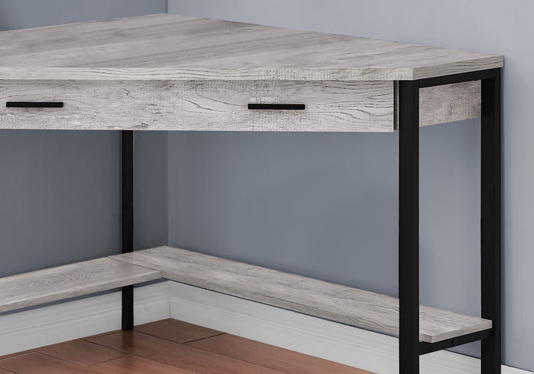I 7505 Bureau, Bureau À Domicile, Coin, Tiroirs De Rangement, 42"l, Travail, Ordinateur Portable, Métal, Stratifié, Gris, Noir, Contemporain, Moderne - Simple Boutique