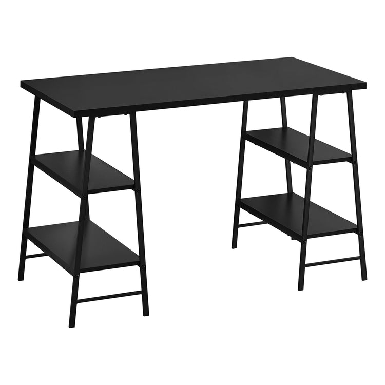 I 7522 Bureau, Bureau À Domicile, Ordinateur Portable, Étagères De Rangement, 48"l, Travail, Métal, Stratifié, Noir, Contemporain, Moderne - Simple Boutique