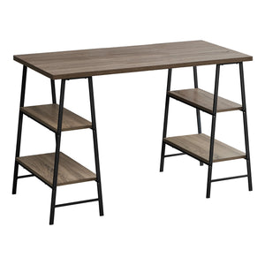 I 7523 Bureau, Bureau À Domicile, Ordinateur Portable, Étagères De Rangement, 48"l, Travail, Métal, Stratifié, Brun, Noir, Contemporain, Moderne - Simple Boutique