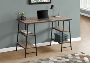 I 7523 Bureau, Bureau À Domicile, Ordinateur Portable, Étagères De Rangement, 48"l, Travail, Métal, Stratifié, Brun, Noir, Contemporain, Moderne - Simple Boutique