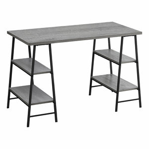I 7524 Bureau, Bureau À Domicile, Ordinateur Portable, Étagères De Rangement, 48"l, Travail, Métal, Stratifié, Gris, Noir, Contemporain, Moderne - Simple Boutique