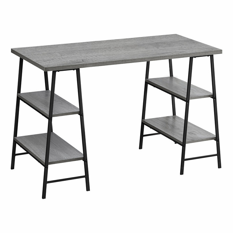I 7524 Bureau, Bureau À Domicile, Ordinateur Portable, Étagères De Rangement, 48"l, Travail, Métal, Stratifié, Gris, Noir, Contemporain, Moderne - Simple Boutique