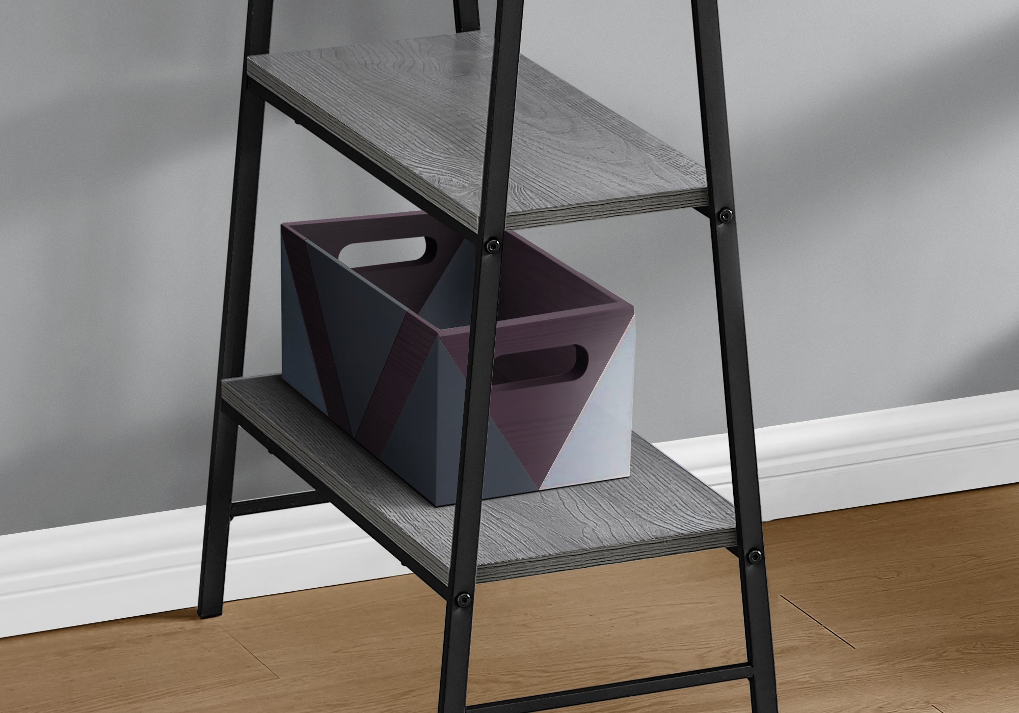 I 7524 Bureau, Bureau À Domicile, Ordinateur Portable, Étagères De Rangement, 48"l, Travail, Métal, Stratifié, Gris, Noir, Contemporain, Moderne - Simple Boutique