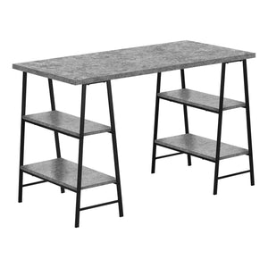 I 7526 Bureau, Bureau À Domicile, Ordinateur Portable, Étagères De Rangement, 48"l, Travail, Métal, Stratifié, Gris, Noir, Contemporain, Moderne - Simple Boutique