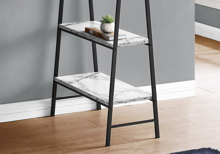 I 7527 Bureau, Bureau À Domicile, Ordinateur Portable, Étagères De Rangement, 48"l, Travail, Métal, Stratifié, Aspect Marbre Blanc, Noir, Contemporain, Moderne - Simple Boutique
