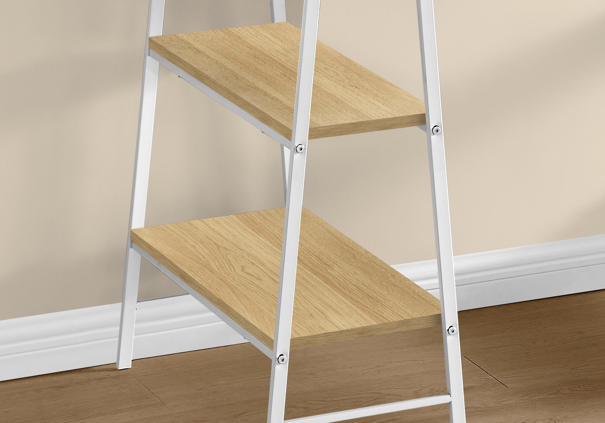 I 7529 Bureau, Bureau À Domicile, Ordinateur Portable, Étagères De Rangement, 48"l, Travail, Métal, Stratifié, Naturel, Blanc, Contemporain, Moderne - Simple Boutique