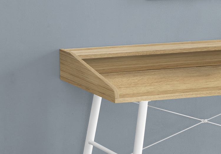 I 7534 Bureau, Bureau À Domicile, Ordinateur Portable, Étagères De Rangement, 48"l, Travail, Métal, Stratifié, Naturel, Blanc, Contemporain, Moderne - Simple Boutique