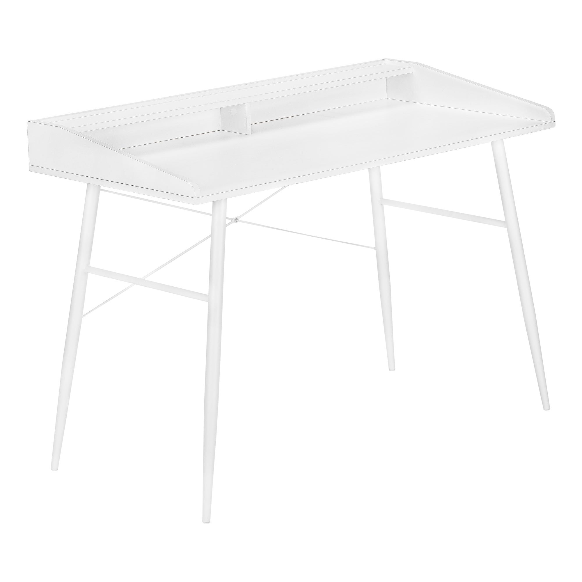 I 7535 Bureau, Bureau À Domicile, Ordinateur Portable, Étagères De Rangement, 48"l, Travail, Métal, Stratifié, Blanc, Contemporain, Moderne - Simple Boutique