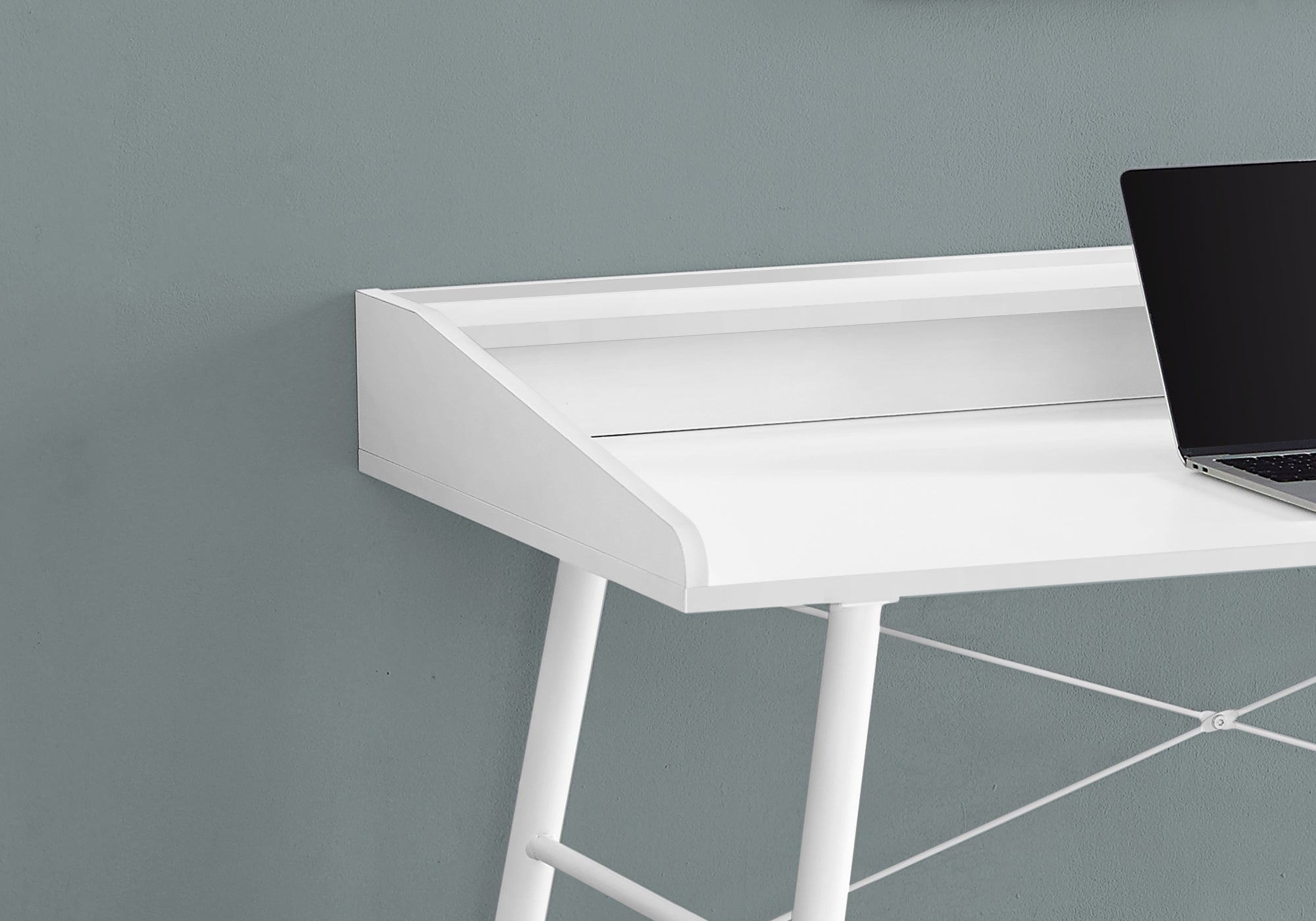 I 7535 Bureau, Bureau À Domicile, Ordinateur Portable, Étagères De Rangement, 48"l, Travail, Métal, Stratifié, Blanc, Contemporain, Moderne - Simple Boutique