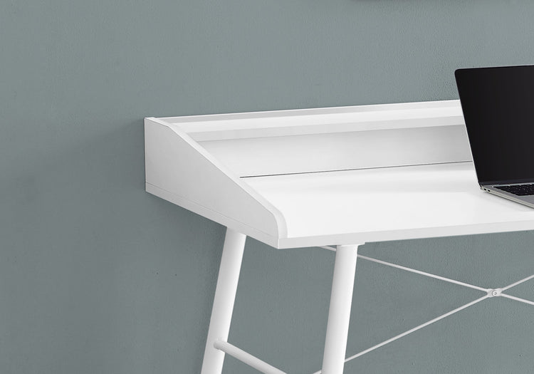 I 7535 Bureau, Bureau À Domicile, Ordinateur Portable, Étagères De Rangement, 48"l, Travail, Métal, Stratifié, Blanc, Contemporain, Moderne - Simple Boutique