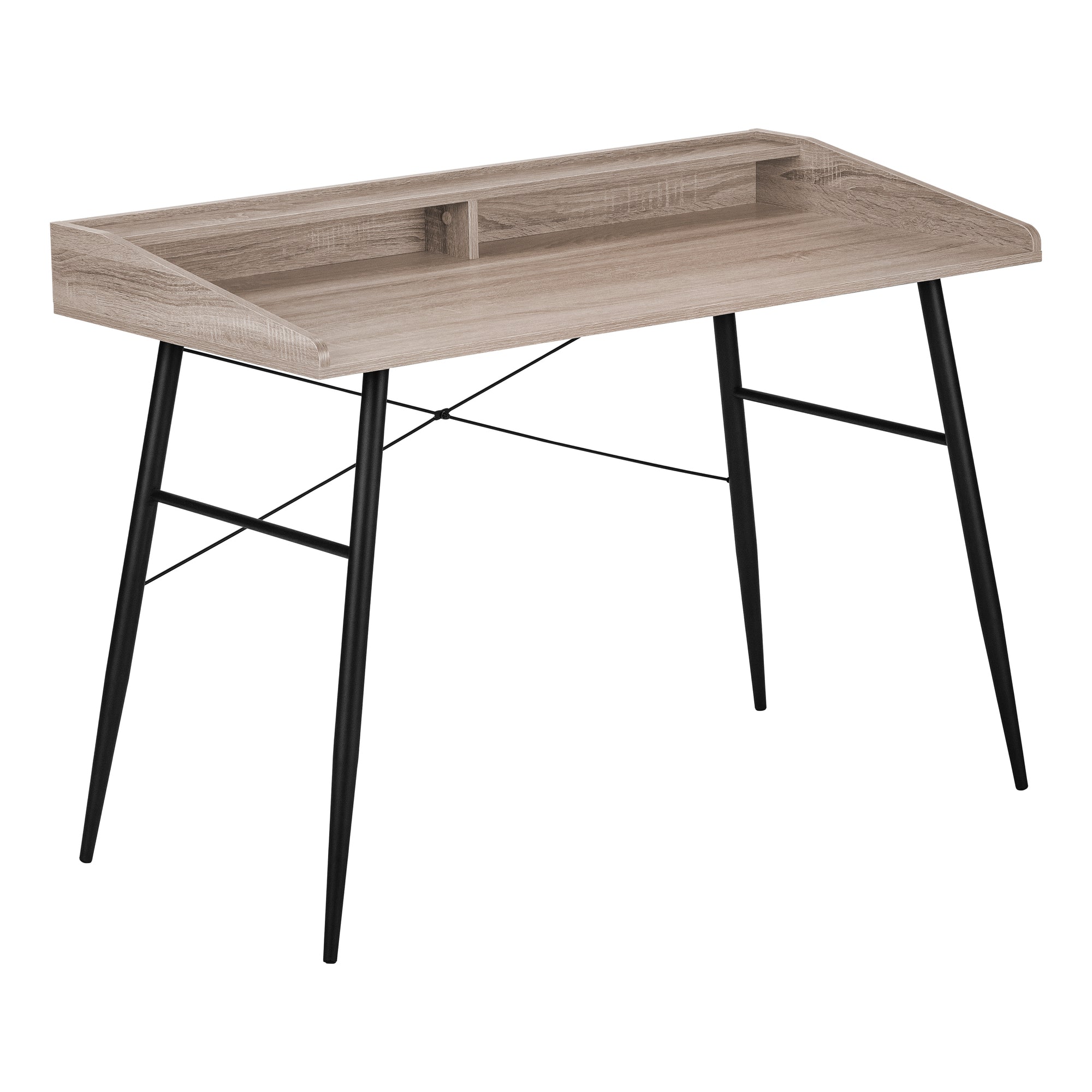 I 7536 Bureau, Bureau À Domicile, Ordinateur Portable, Étagères De Rangement, 48"l, Travail, Métal, Stratifié, Brun, Noir, Contemporain, Moderne - Simple Boutique
