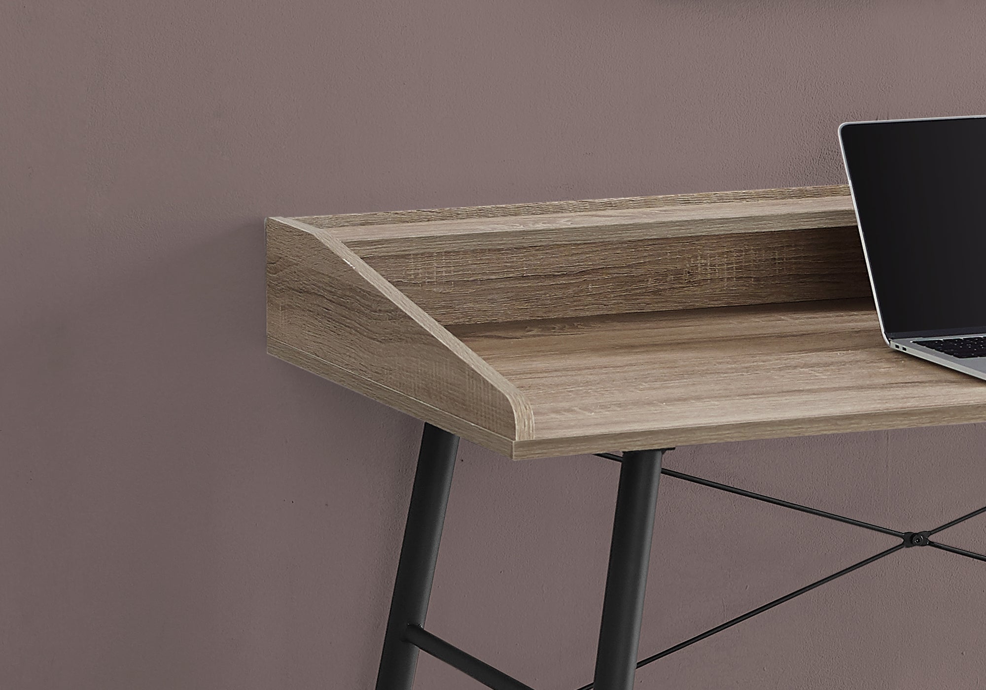 I 7536 Bureau, Bureau À Domicile, Ordinateur Portable, Étagères De Rangement, 48"l, Travail, Métal, Stratifié, Brun, Noir, Contemporain, Moderne - Simple Boutique