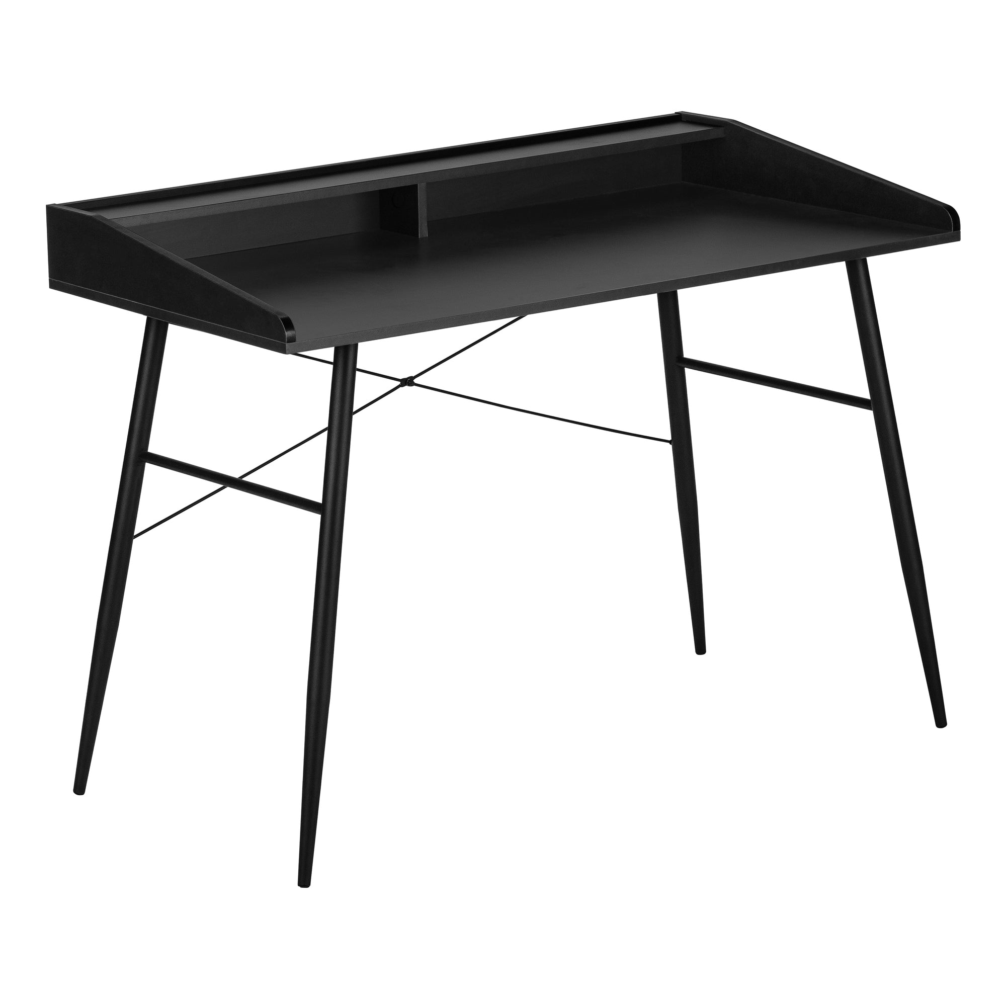 I 7537 Bureau, Bureau À Domicile, Ordinateur Portable, Étagères De Rangement, 48"l, Travail, Métal, Stratifié, Noir, Contemporain, Moderne - Simple Boutique