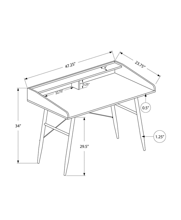 I 7537 Bureau, Bureau À Domicile, Ordinateur Portable, Étagères De Rangement, 48"l, Travail, Métal, Stratifié, Noir, Contemporain, Moderne - Simple Boutique