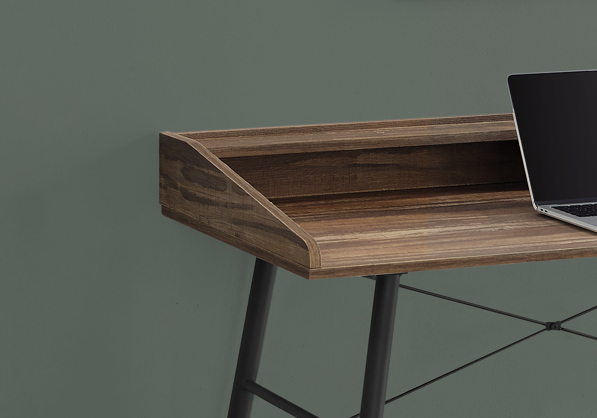 I 7538 Bureau, Bureau À Domicile, Ordinateur Portable, Étagères De Rangement, 48"l, Travail, Métal, Stratifié, Brun, Noir, Contemporain, Moderne - Simple Boutique