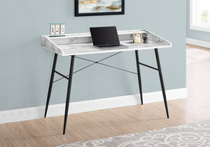 I 7539 Bureau, Bureau À Domicile, Ordinateur Portable, Étagères De Rangement, 48"l, Travail, Métal, Stratifié, Aspect Marbre Blanc, Noir, Contemporain, Moderne - Simple Boutique