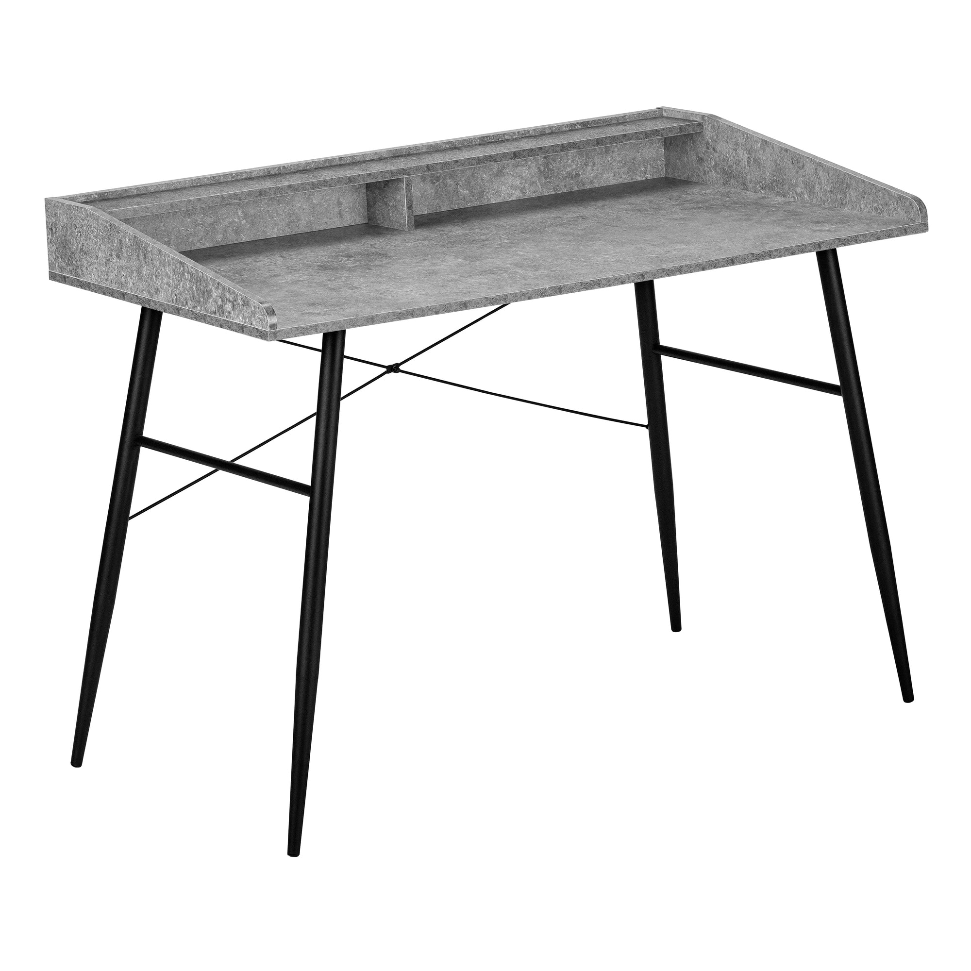 I 7540 Bureau, Bureau À Domicile, Ordinateur Portable, Étagères De Rangement, 48"l, Travail, Métal, Stratifié, Gris, Noir, Contemporain, Moderne - Simple Boutique