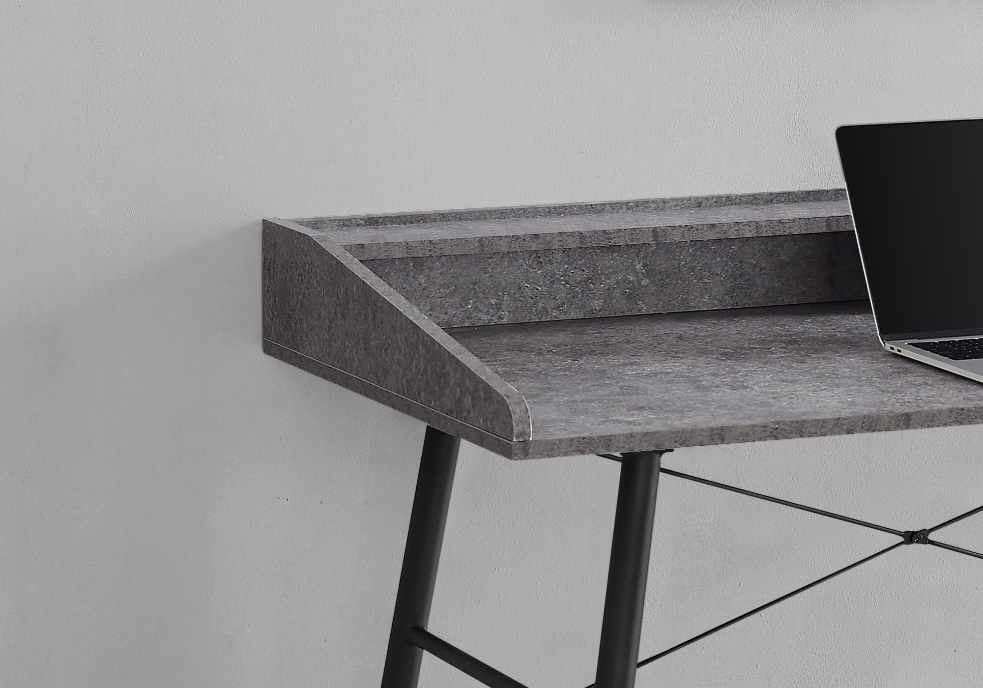I 7540 Bureau, Bureau À Domicile, Ordinateur Portable, Étagères De Rangement, 48"l, Travail, Métal, Stratifié, Gris, Noir, Contemporain, Moderne - Simple Boutique